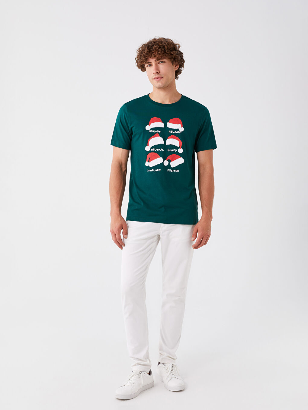 Crew Neck Short Sleeve Christmas Themed Jersey Men's T-Shirt-1
