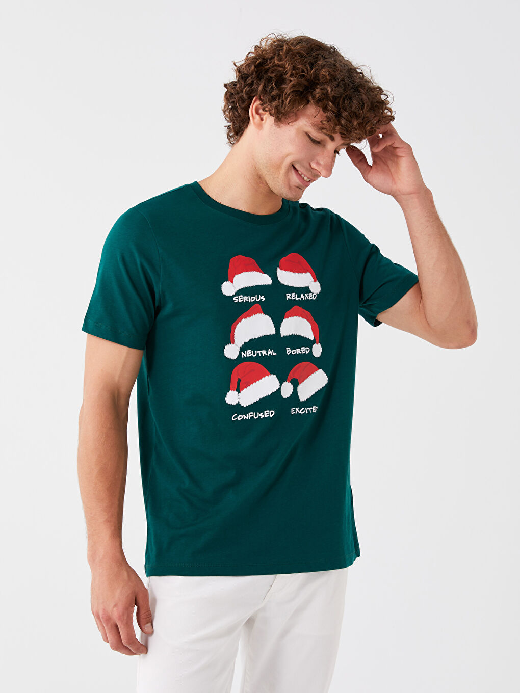 Crew Neck Short Sleeve Christmas Themed Jersey Men's T-Shirt-2