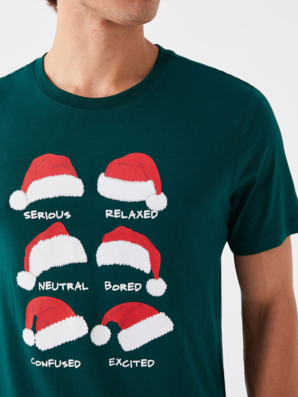 Crew Neck Short Sleeve Christmas Themed Jersey Men's T-Shirt-3