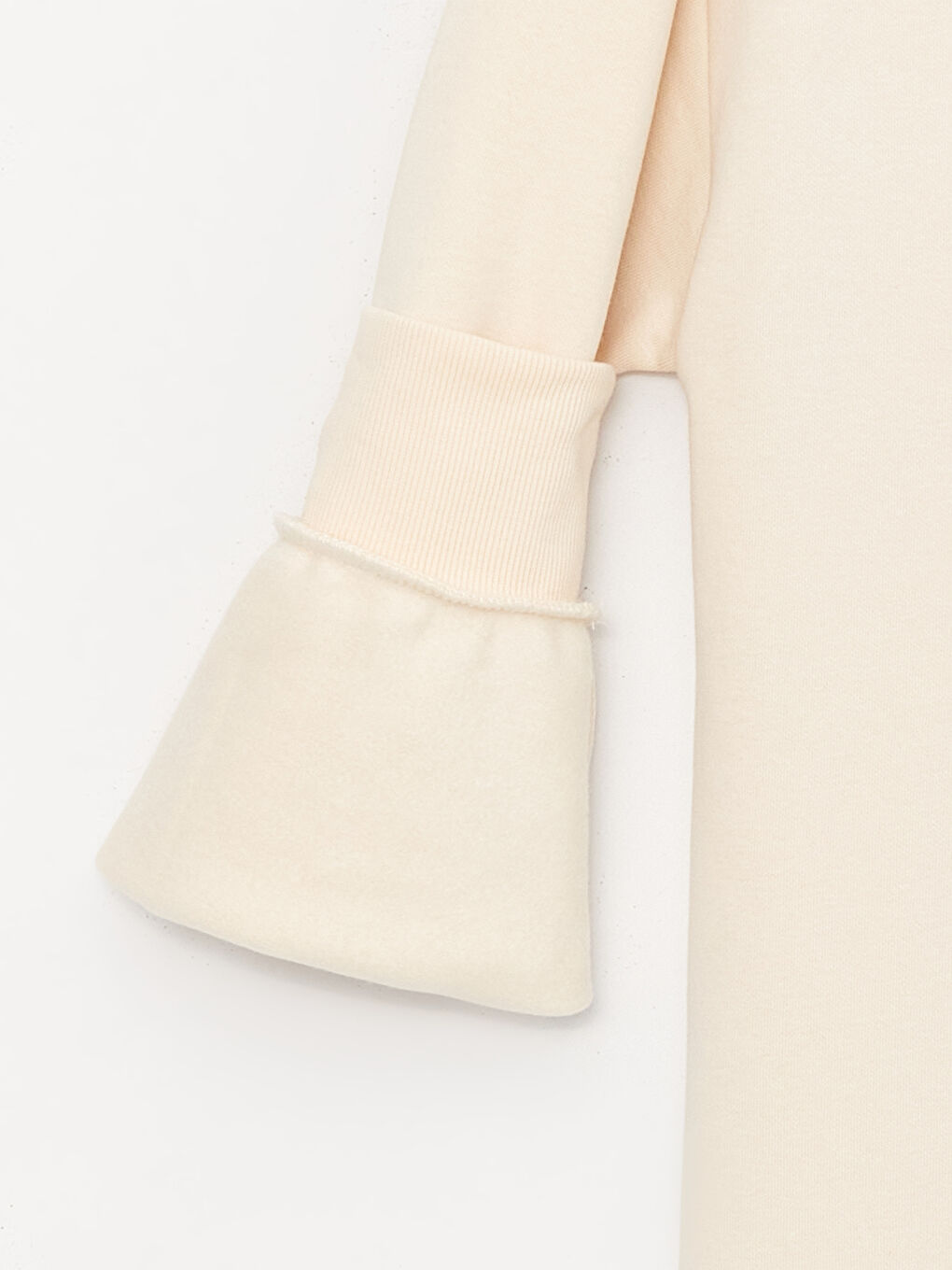 Bej Bisiklet Yaka Baskılı Kadın Kalın Sweatshirt-7