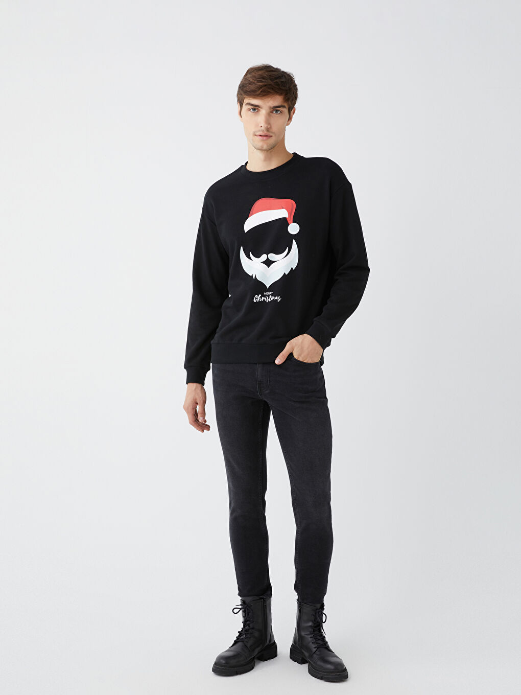 XSIDE Crew Neck Long Sleeve New Year Themed Men's Sweatshirt -W3EY53Z8-CVL