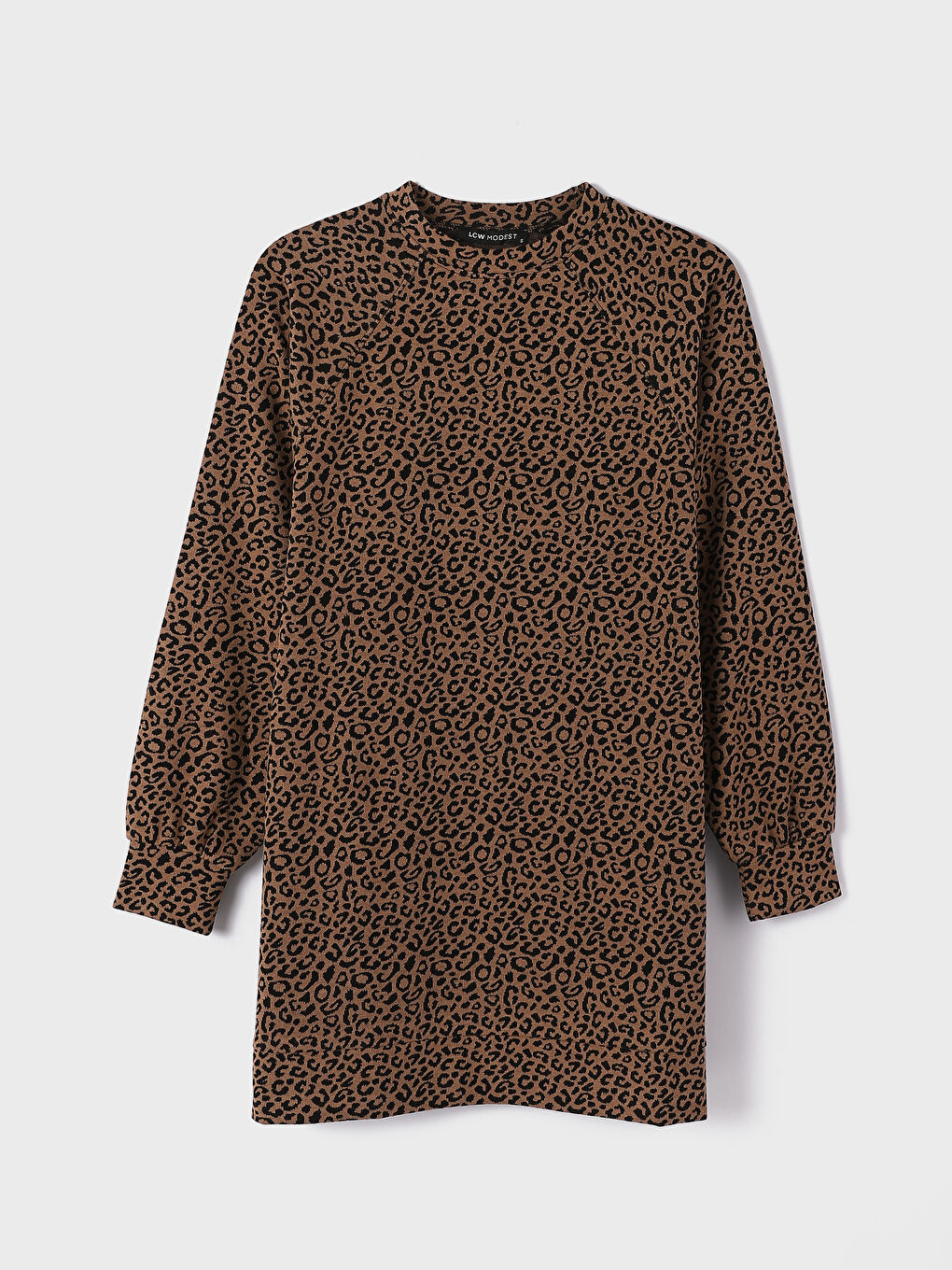 تونيك نسائي كم طويل بياقة دائرية منقوش