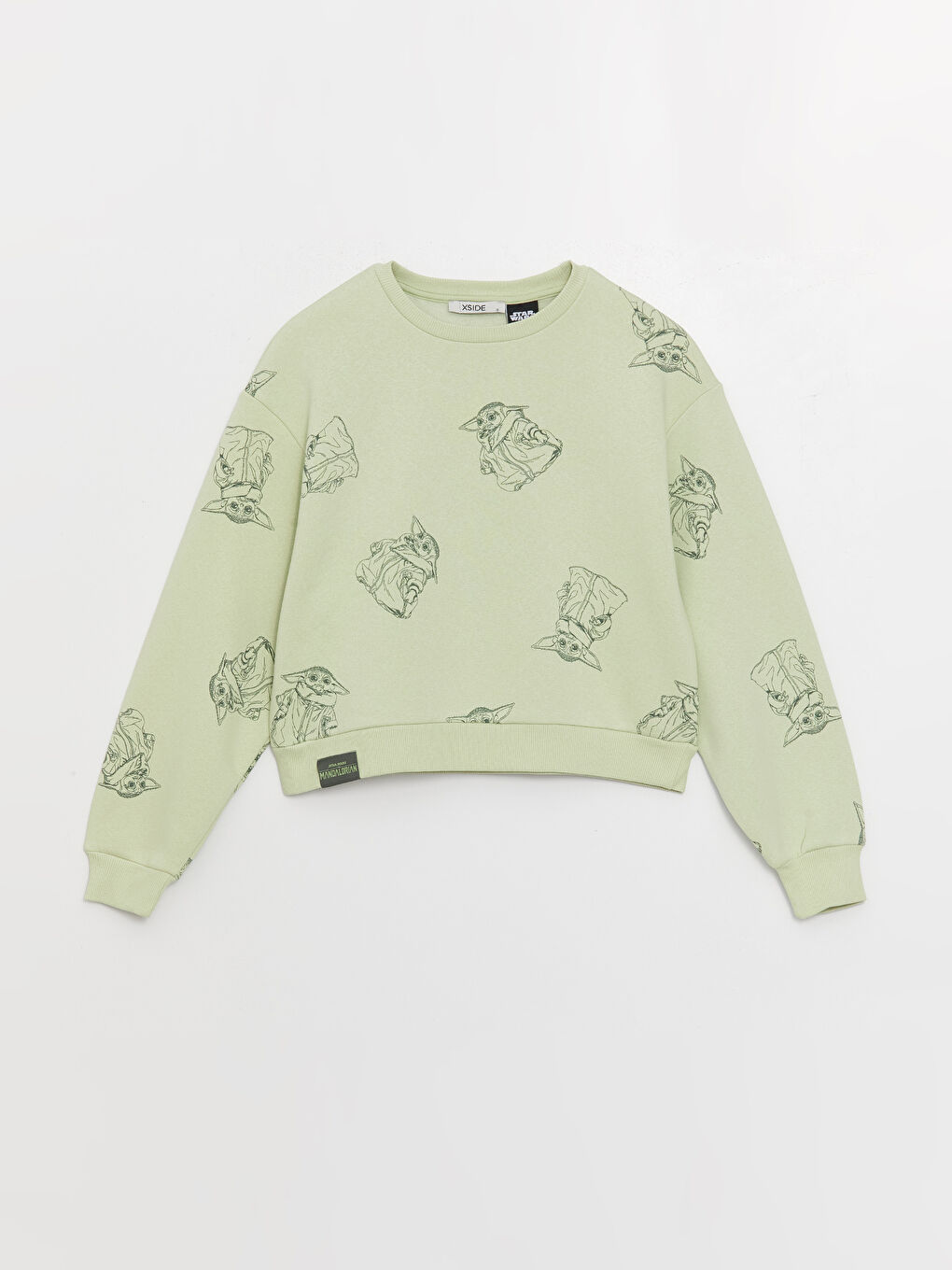 XSIDE Açık Yeşil Bisiklet Yaka Yoda Baskılı Uzun Kollu Kadın Sweatshirt - 5