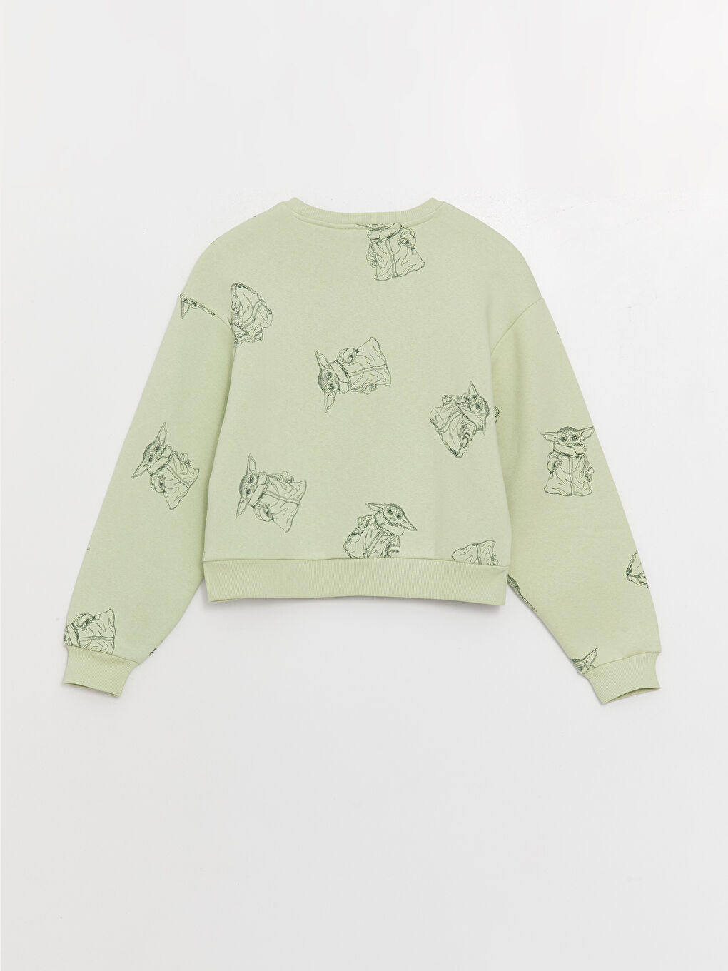 XSIDE Açık Yeşil Bisiklet Yaka Yoda Baskılı Uzun Kollu Kadın Sweatshirt - 6