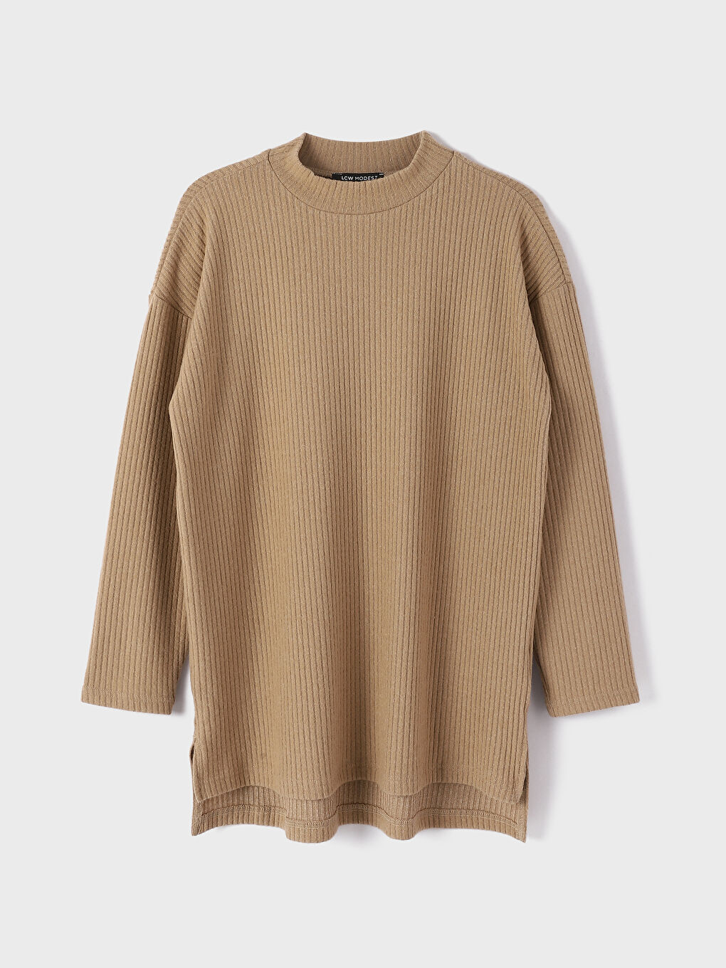 Funnel Neck Plain Long Sleeve Women's Tunic -W3EY88Z8-VH1
