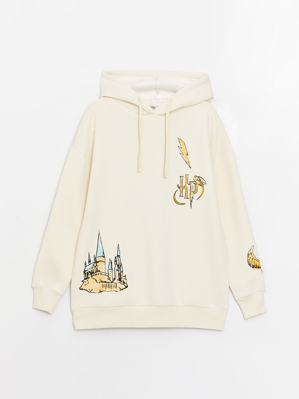 XSIDE Açık Bej Harry Potter Baskılı Oversize Kadın Kalın Hoodie - 5