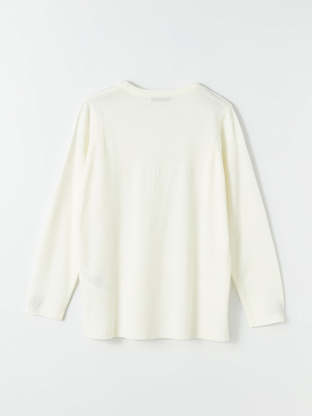 Crew Neck Plain Long Sleeve Women's Knitwear Sweater -W3FA25Z8-DM0