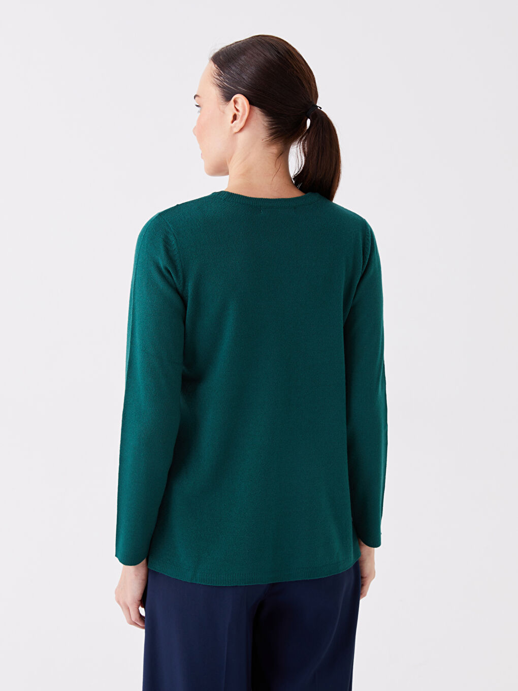 LCW Grace Crew Neck Plain Long Sleeve Women's Knitwear Sweater -W3FA25Z8-VHW