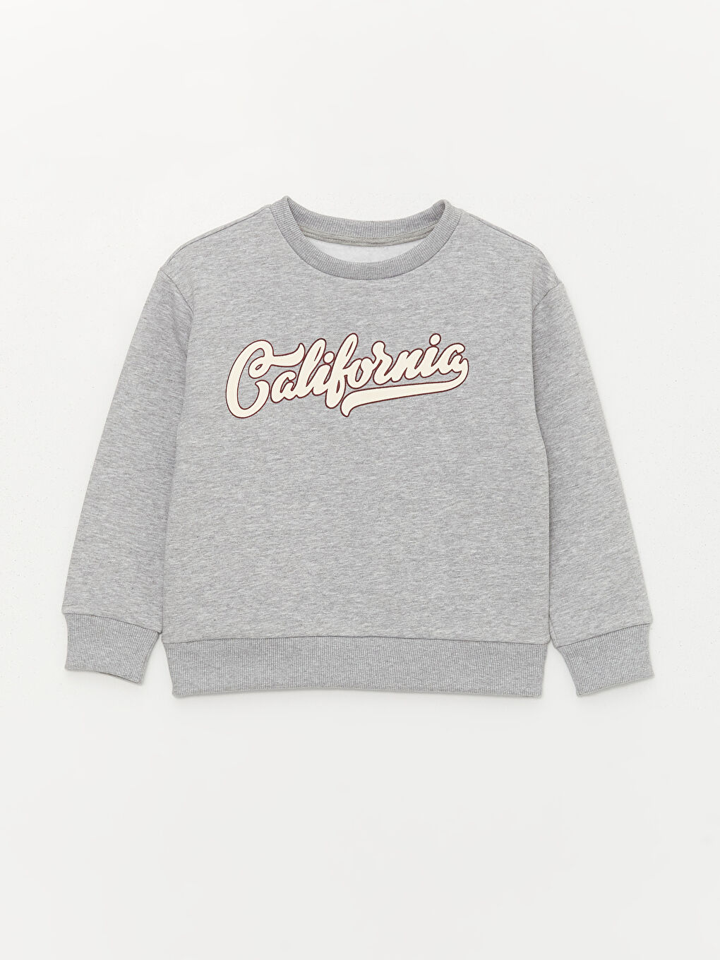 سويت شيرت كم طويل مطبوع بياقة دائرية للبنات