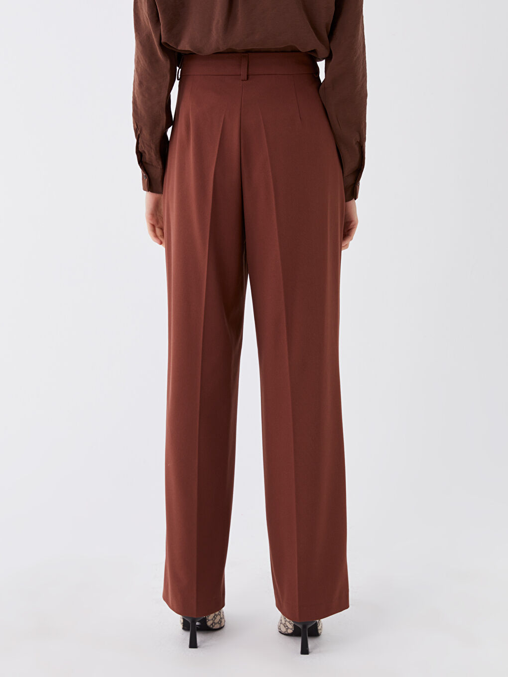 LCW Modest Brown Standart Fit Düz Geniş Paça Kadın Pantolon - 3