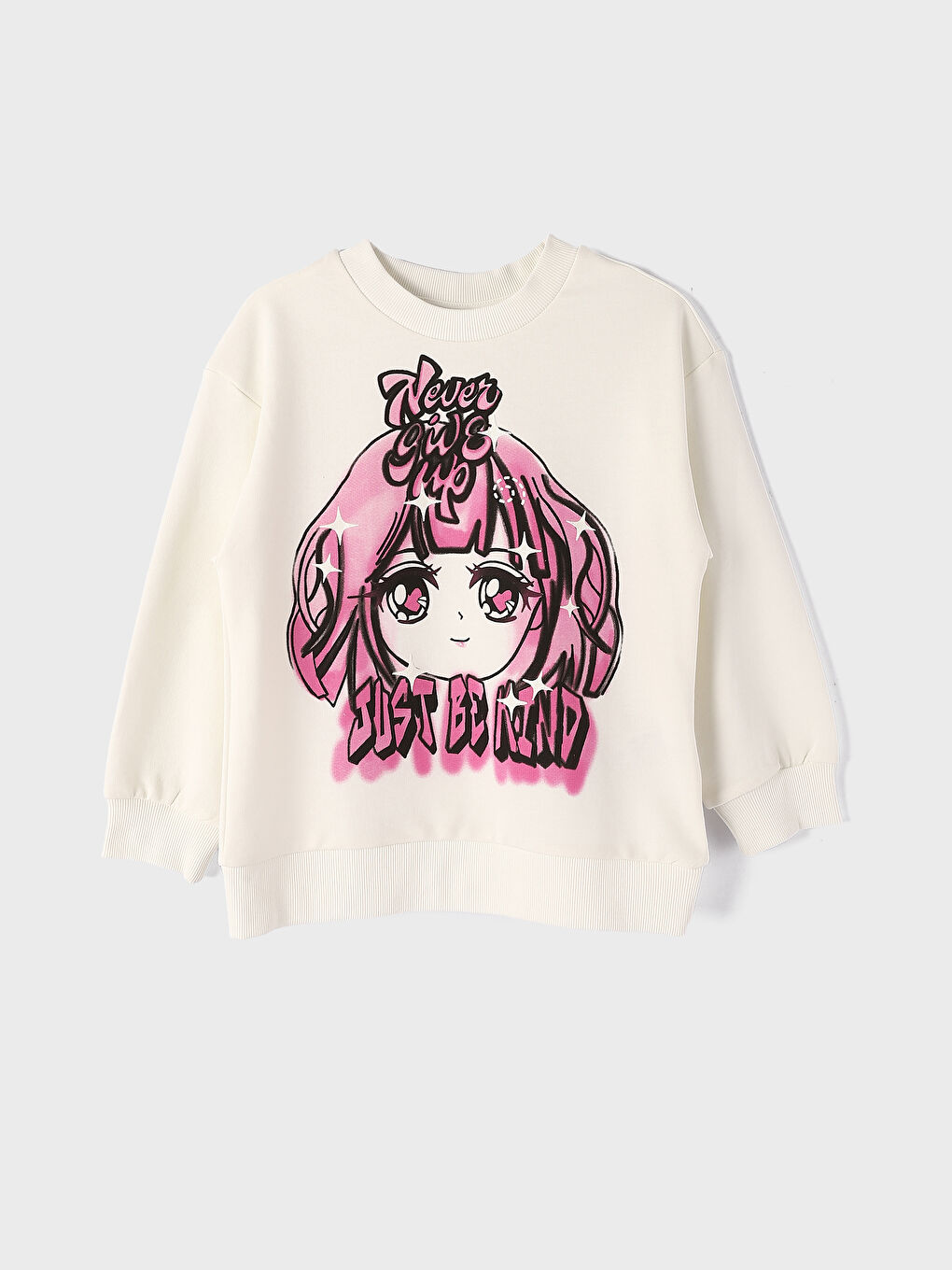 Crew Neck Printed Long Sleeve Girls' Sweatshirt