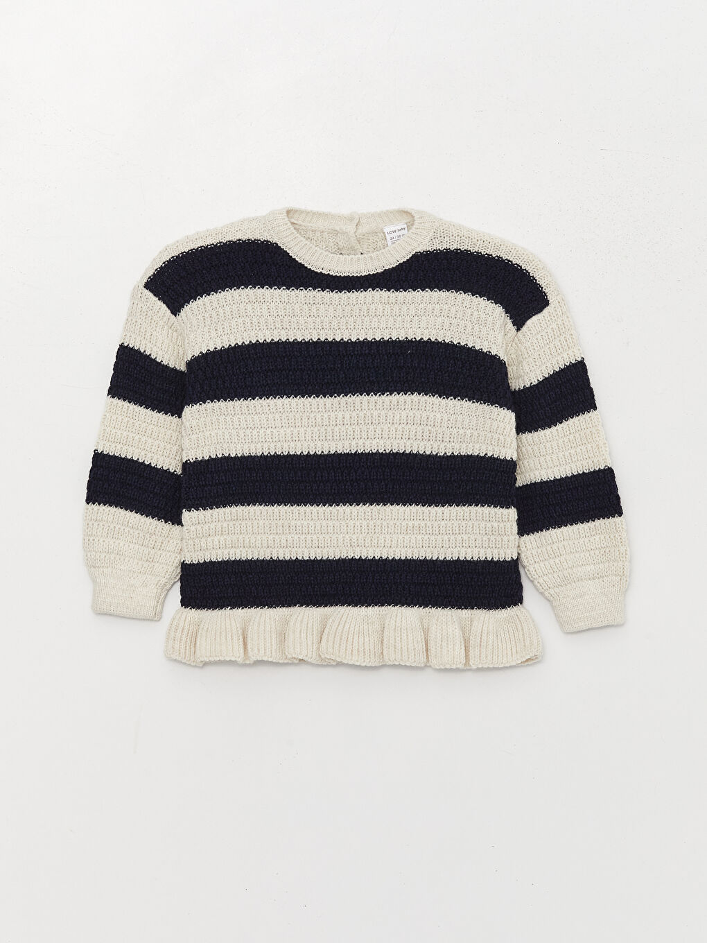 Lacivert Bisiklet Yaka Kız Bebek Triko Kazak ve Pantolon 2'li-4