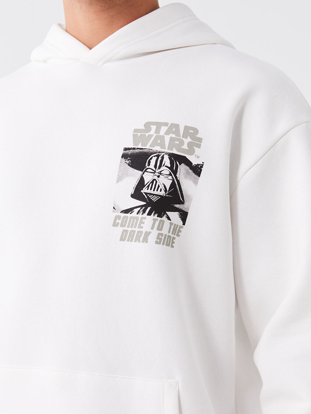 XSIDE Kırık Beyaz Uzun Kollu Star Wars Baskılı Erkek Hoodie - 3