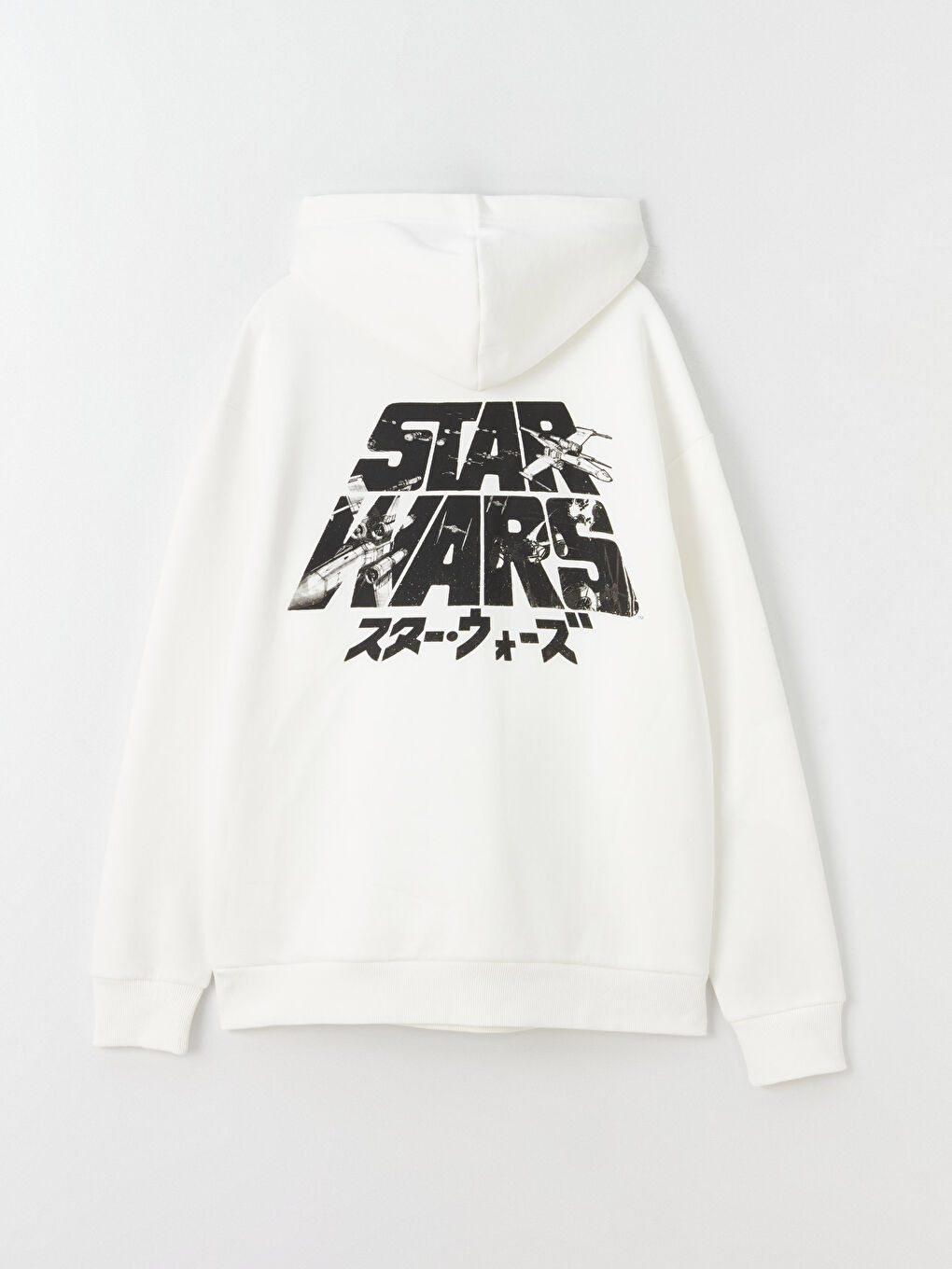 XSIDE Kırık Beyaz Uzun Kollu Star Wars Baskılı Erkek Hoodie - 7