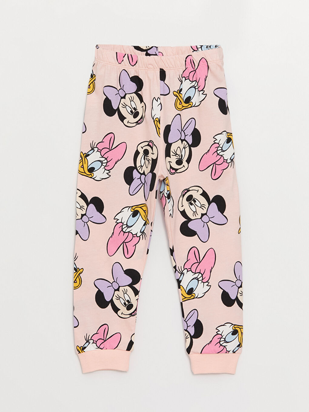 Crew Neck Long Sleeved Minnie Mouse Printed Baby Girl 2-Pajama Set-3