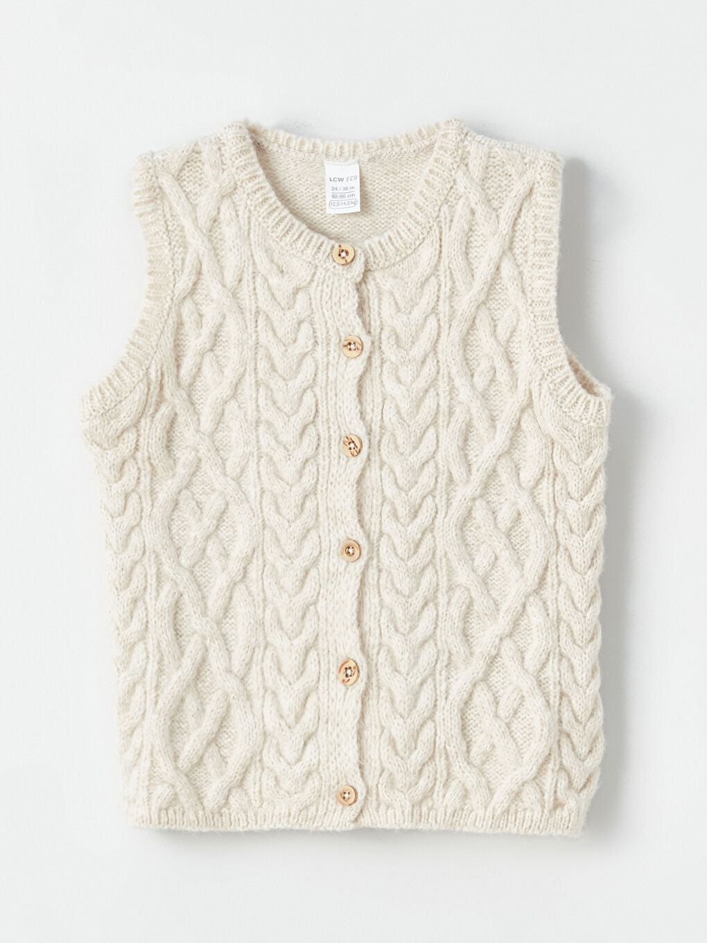 Ekru Bisiklet Yaka Kız Bebek Triko Süveter