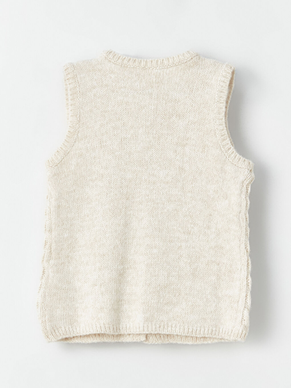 Ekru Bisiklet Yaka Kız Bebek Triko Süveter-2