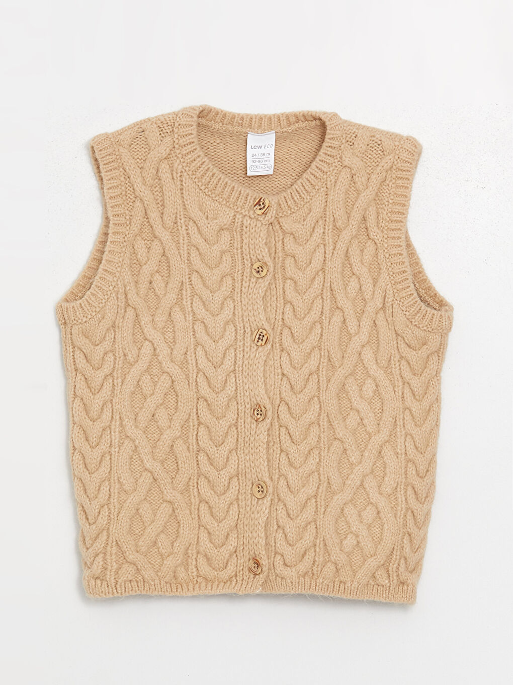 Bej Bisiklet Yaka Kız Bebek Triko Süveter