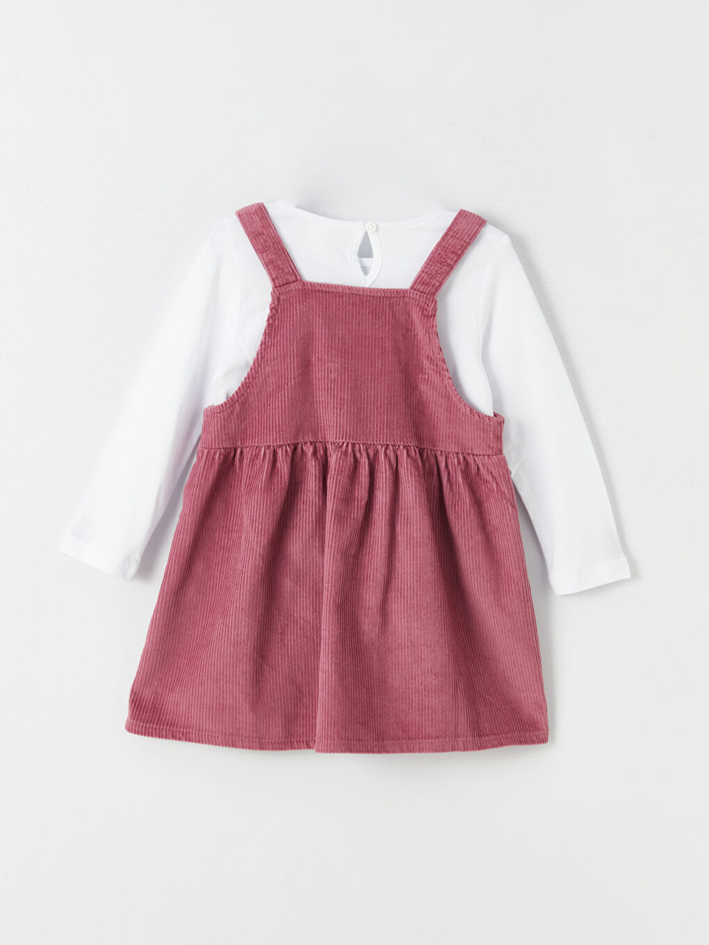 طقم تي شيرت بناتي بيبي أساسي بكم طويل ورقبة دائرية و اندر وير قطعتين-1