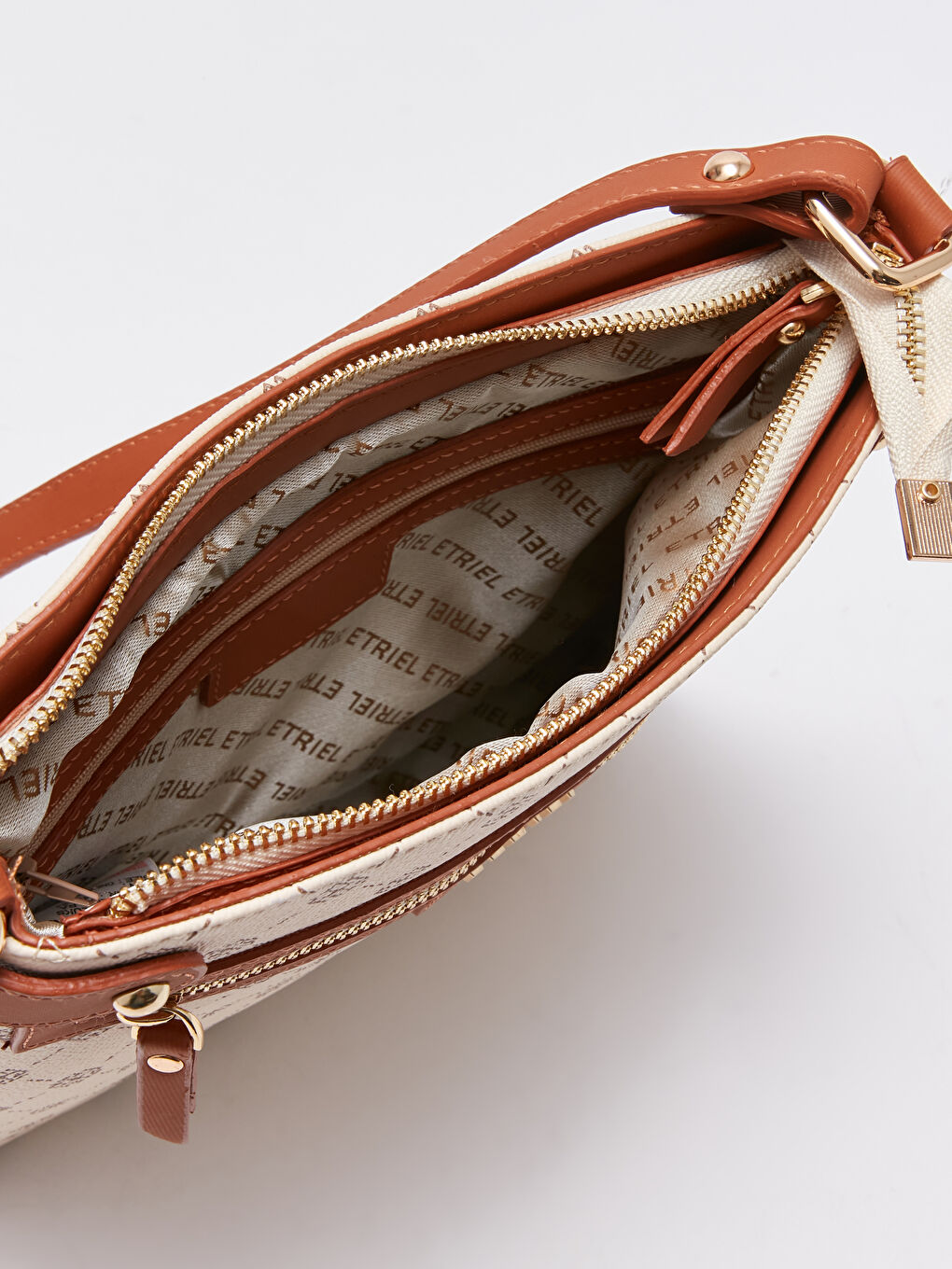 Ekru Baskılı Kadın Kol Çantası-5