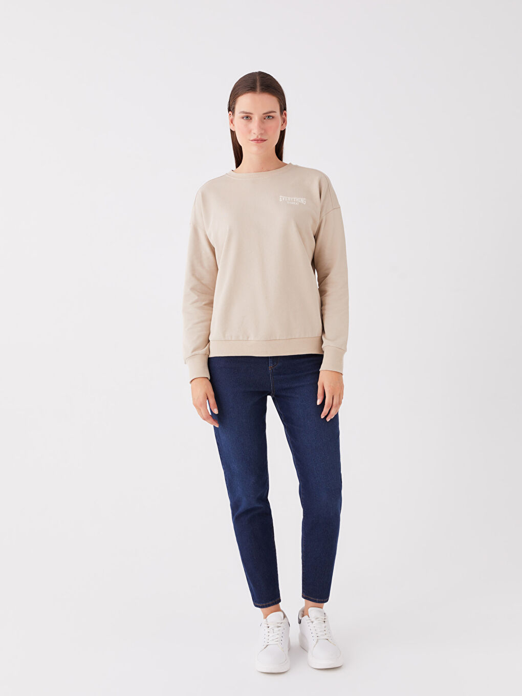 Crew Neck Printed Long Sleeve Women's Sweatshirt-2