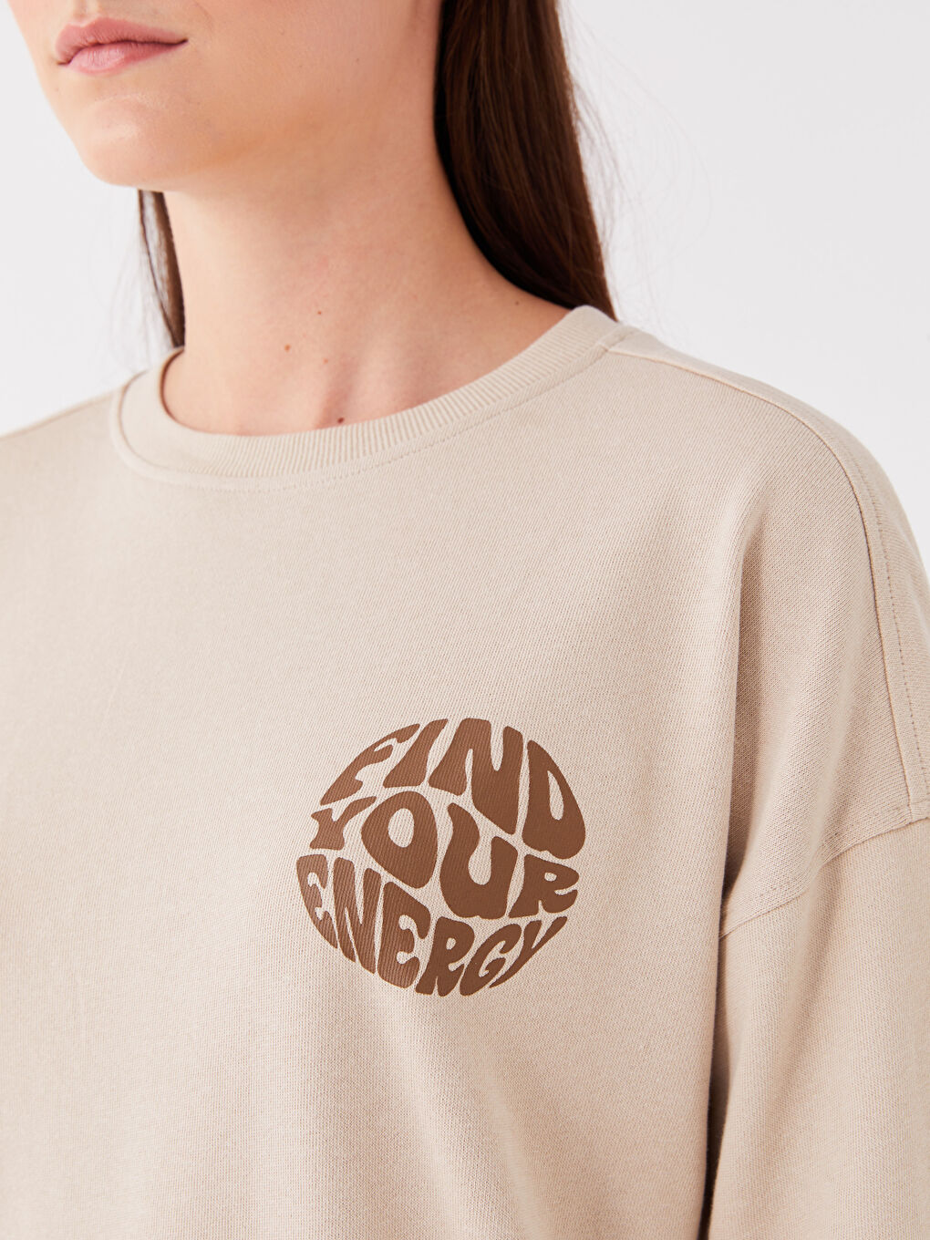Crew Neck Printed Long Sleeve Women's Sweatshirt-3