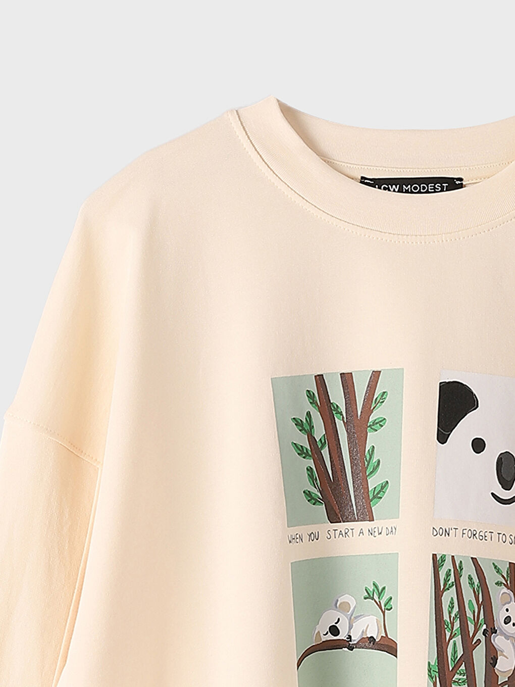 تونيك سويتشيرت مطبوع بياقة دائرية للسيدات-2