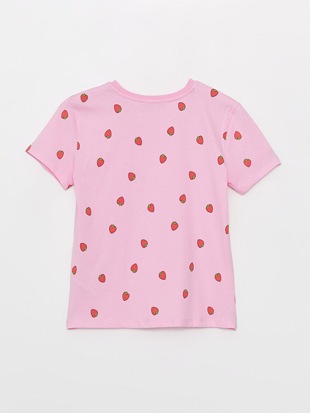 Pembe Bisiklet Yaka Baskılı Kısa Kollu Kadın Tişört-6