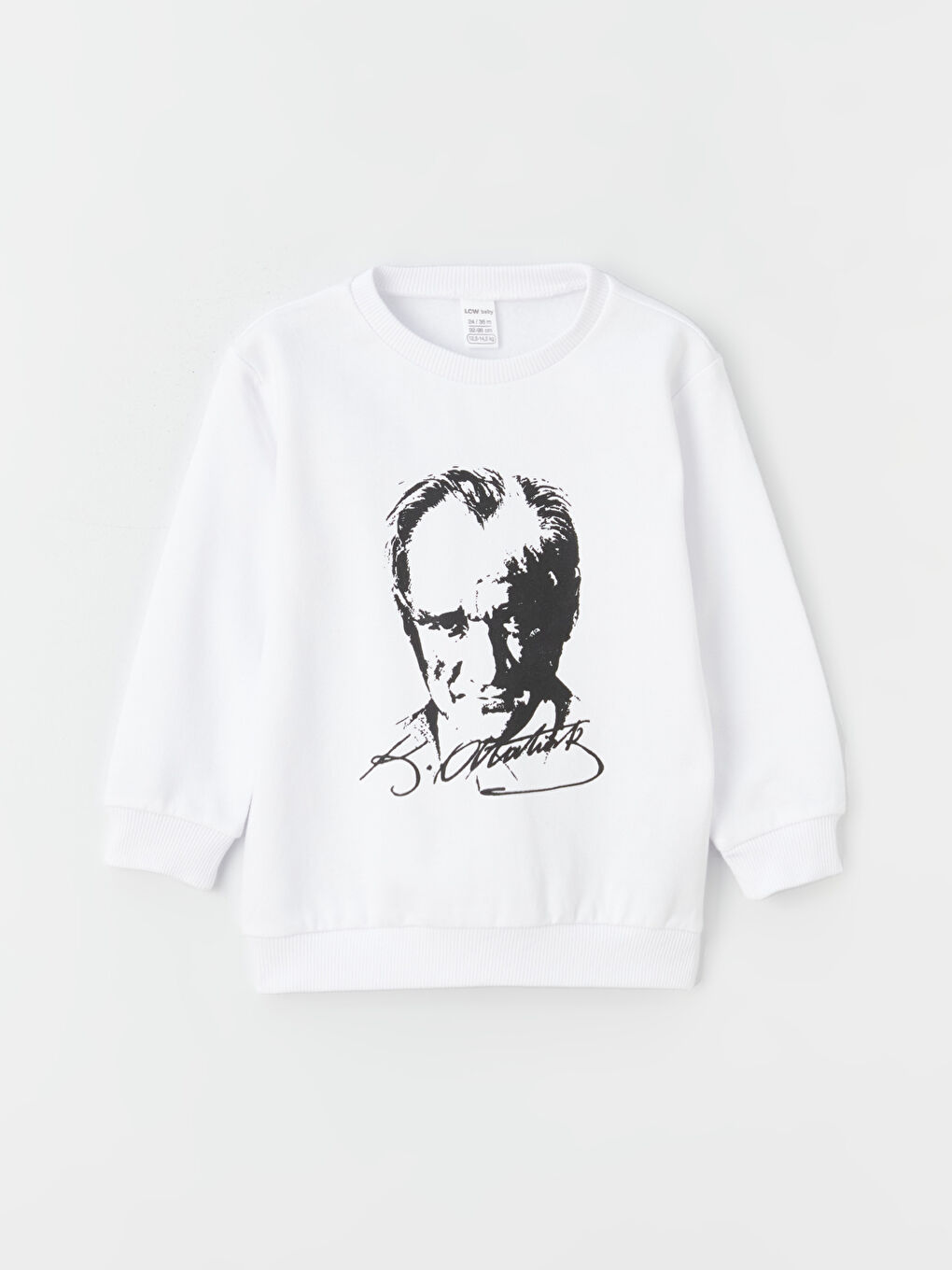 LCW baby Buxe Beyazı Bisiklet Yaka Uzun Kollu Atatürk Baskılı Erkek Bebek Sweatshirt - 1