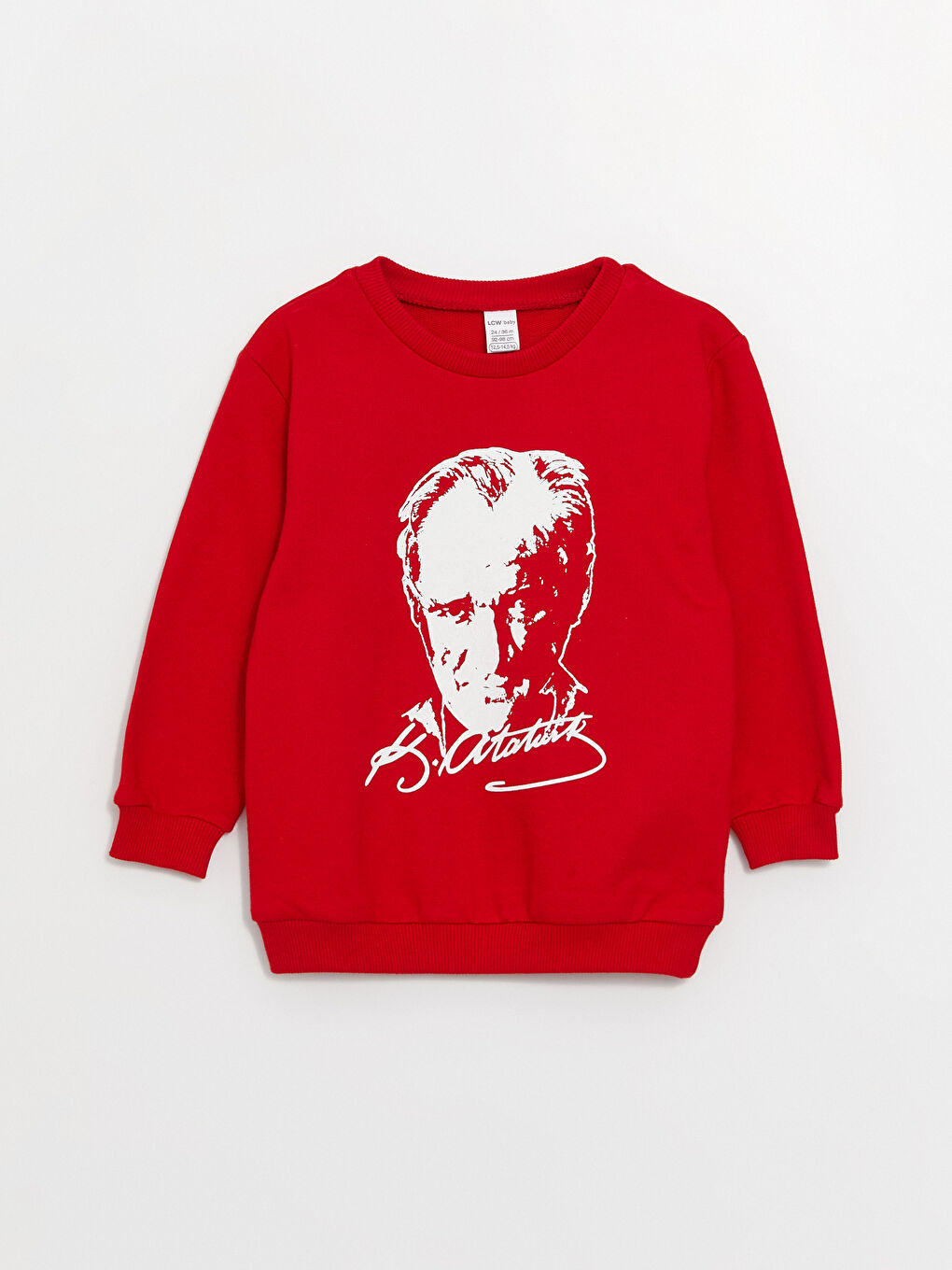 LCW baby Kırmızı Bisiklet Yaka Uzun Kollu Atatürk Baskılı ve İmzalı Erkek Bebek Sweatshirt - 1