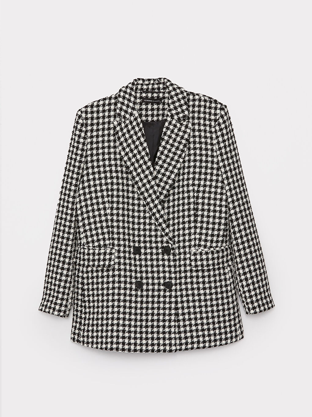 Siyah Desenli Uzun Kollu Kadın Blazer Ceket-5