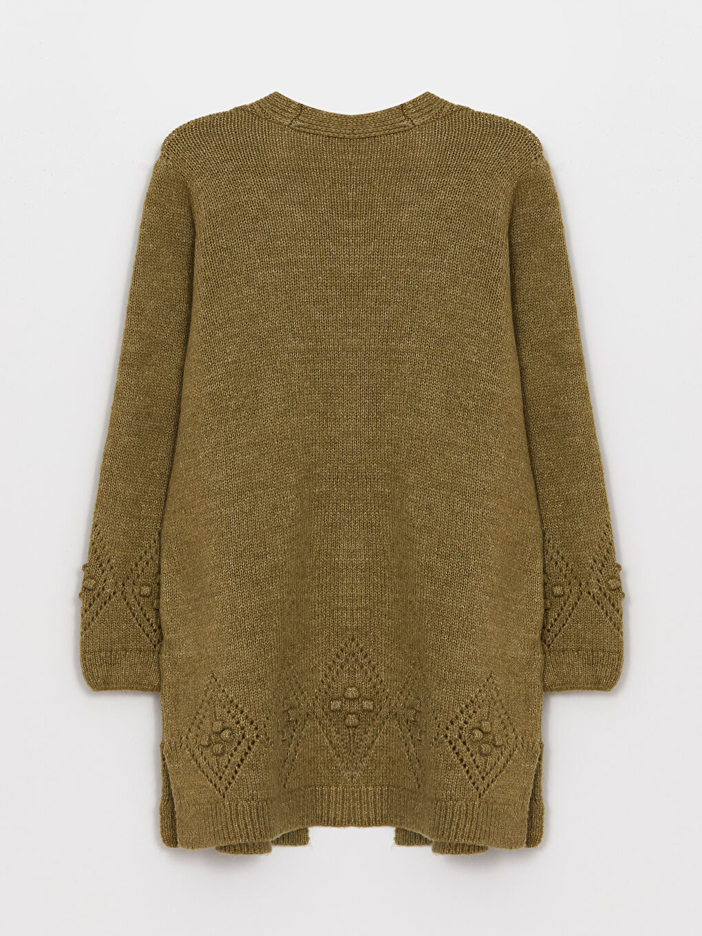 Shawl Collar Self Patterned Long Sleeve Women's Knitwear Cardigan-6