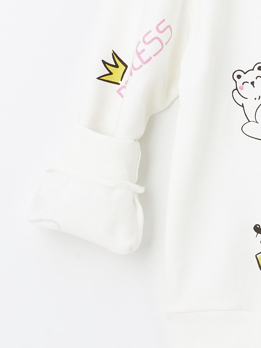 سويت شيرت كم طويل مطبوع بياقة دائرية للبنات-2