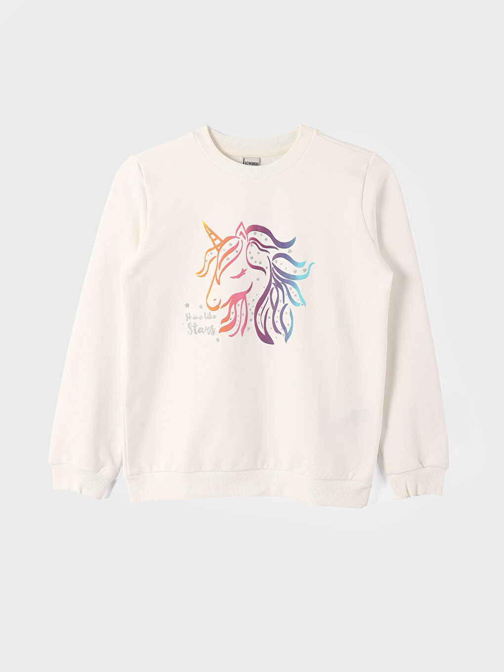 Crew Neck Printed Long Sleeve Girls' Sweatshirt