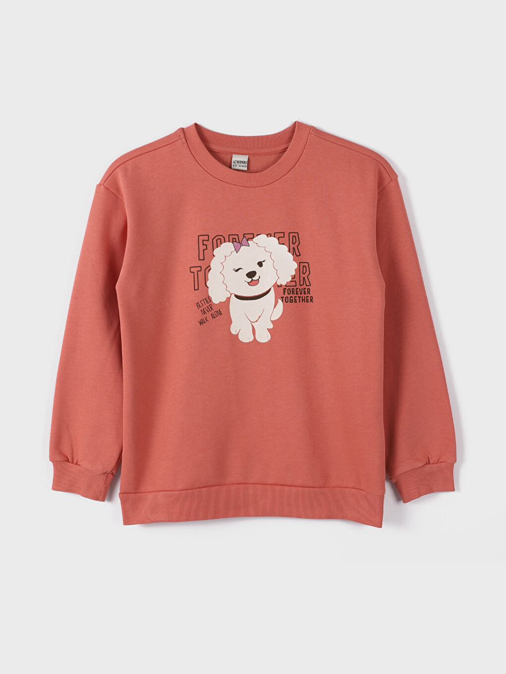 Crew Neck Printed Long Sleeve Girls' Sweatshirt