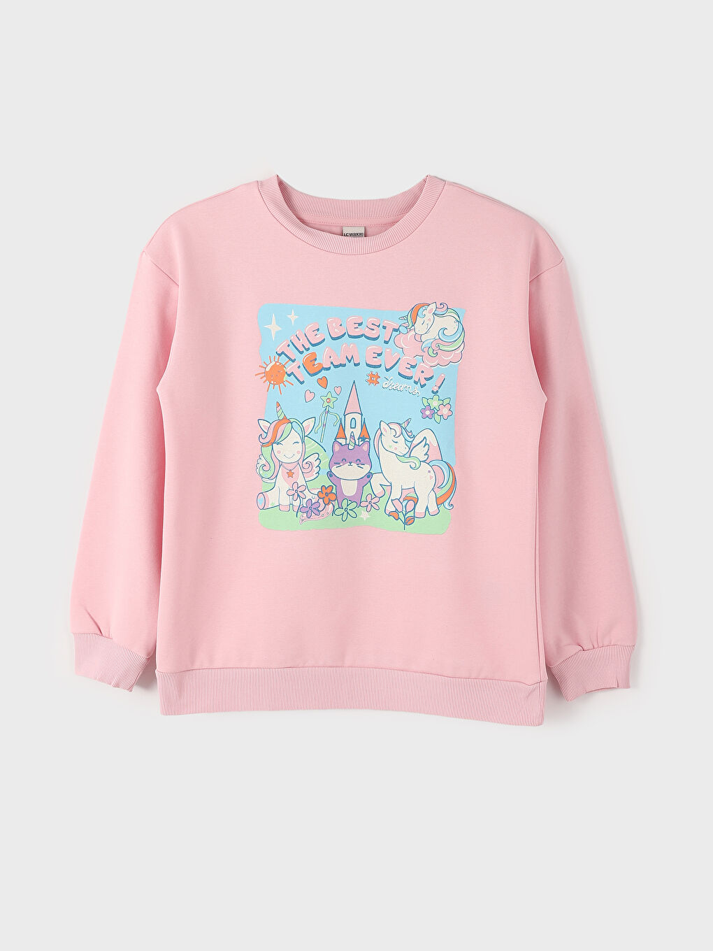 Crew Neck Printed Long Sleeve Girls' Sweatshirt