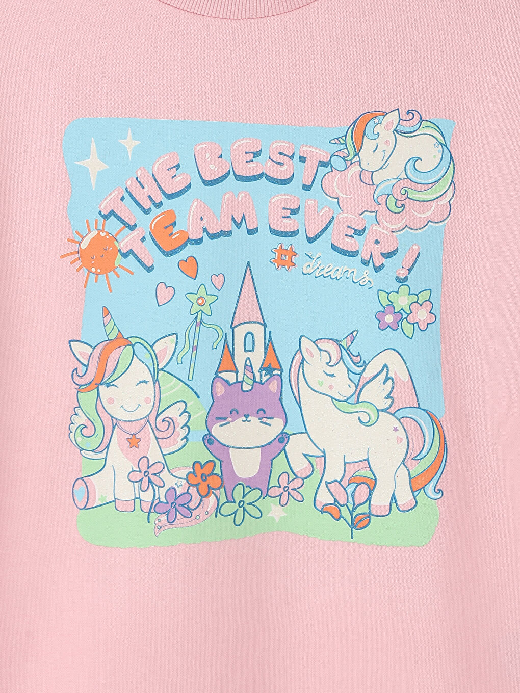 Crew Neck Printed Long Sleeve Girls' Sweatshirt-2