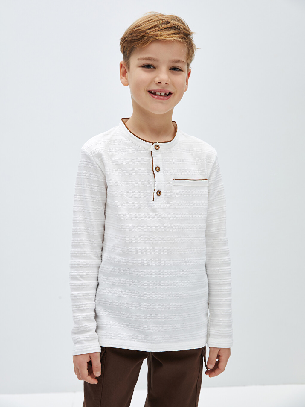 Rundhalsausschnitt Basic Langarm T-Shirt für Jungen