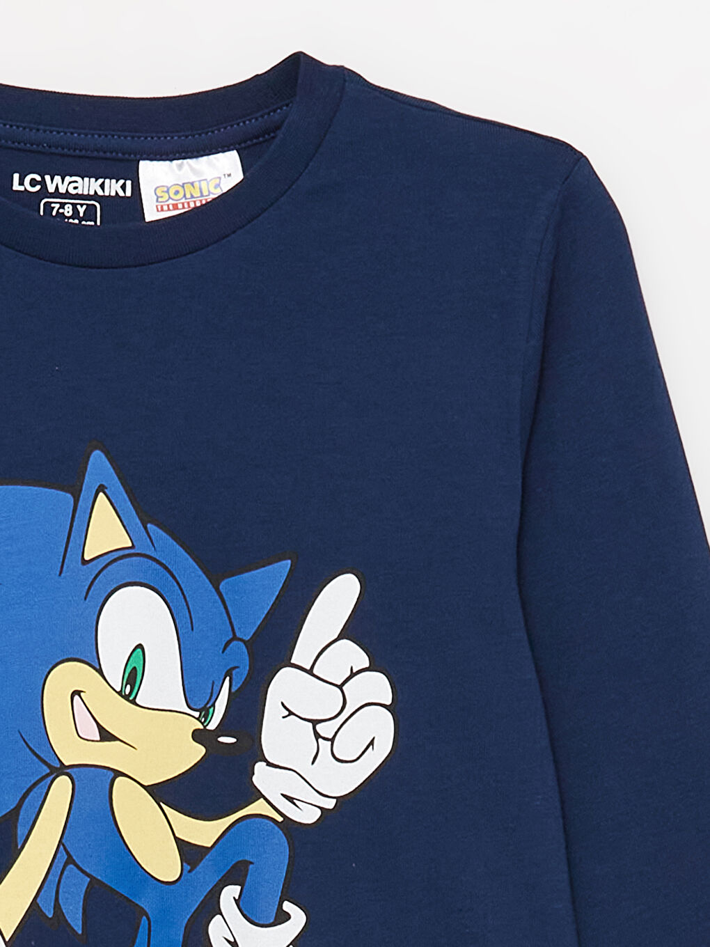 LCW Kids Lacivert Bisiklet Yaka Sonic Baskılı Uzun Kollu Erkek Çocuk Pijama Takımı - 2