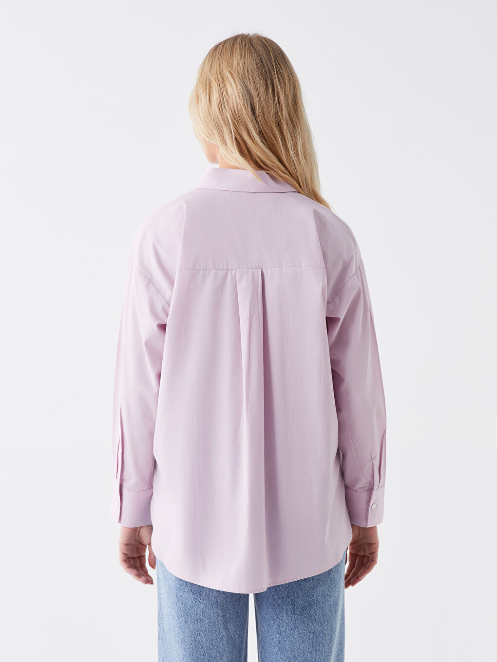 LCWAIKIKI Classic Lila Oversize Poplin Kadın Gömlek - 4