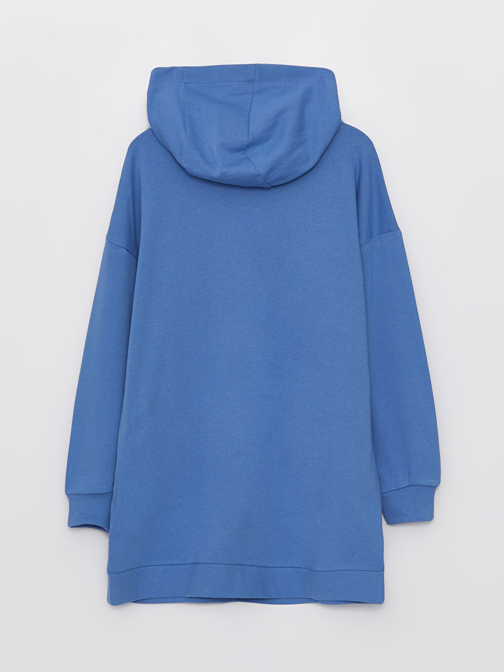 LCW Modest Mat Mavi Kapüşonlu Nakışlı Uzun Kollu Kadın Sweatshirt Tunik - 6