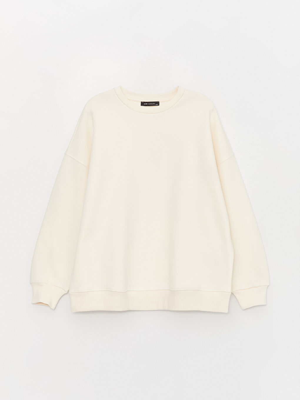 LCW Vision Ekru Bisiklet Yaka Oversize Kadın Sweatshirt - 5