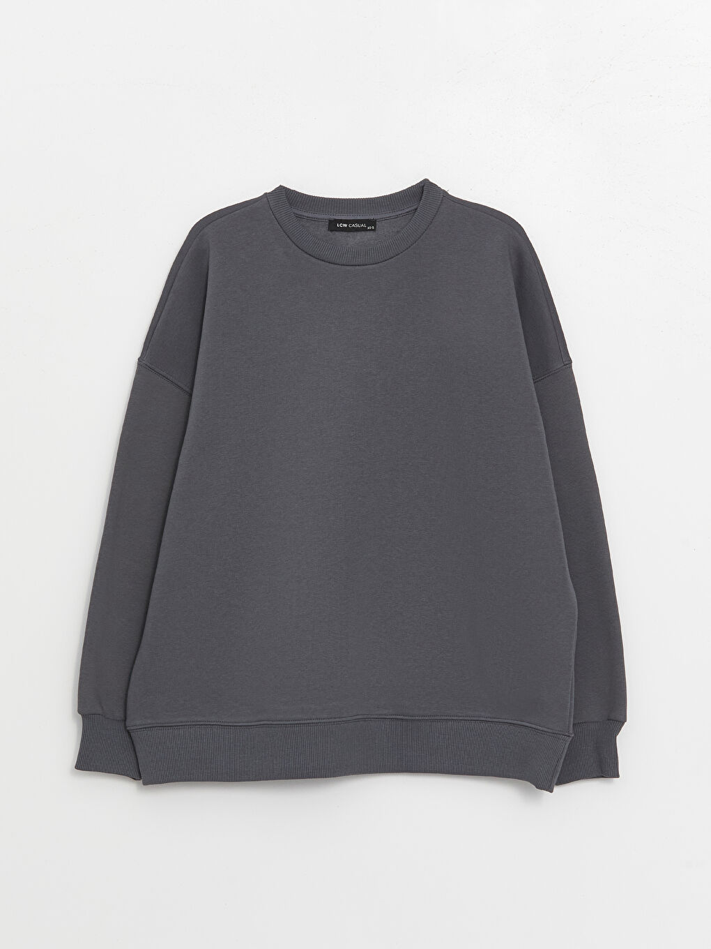 LCW Vision Antrasit Bisiklet Yaka Oversize Kadın Kalın Sweatshirt - 5