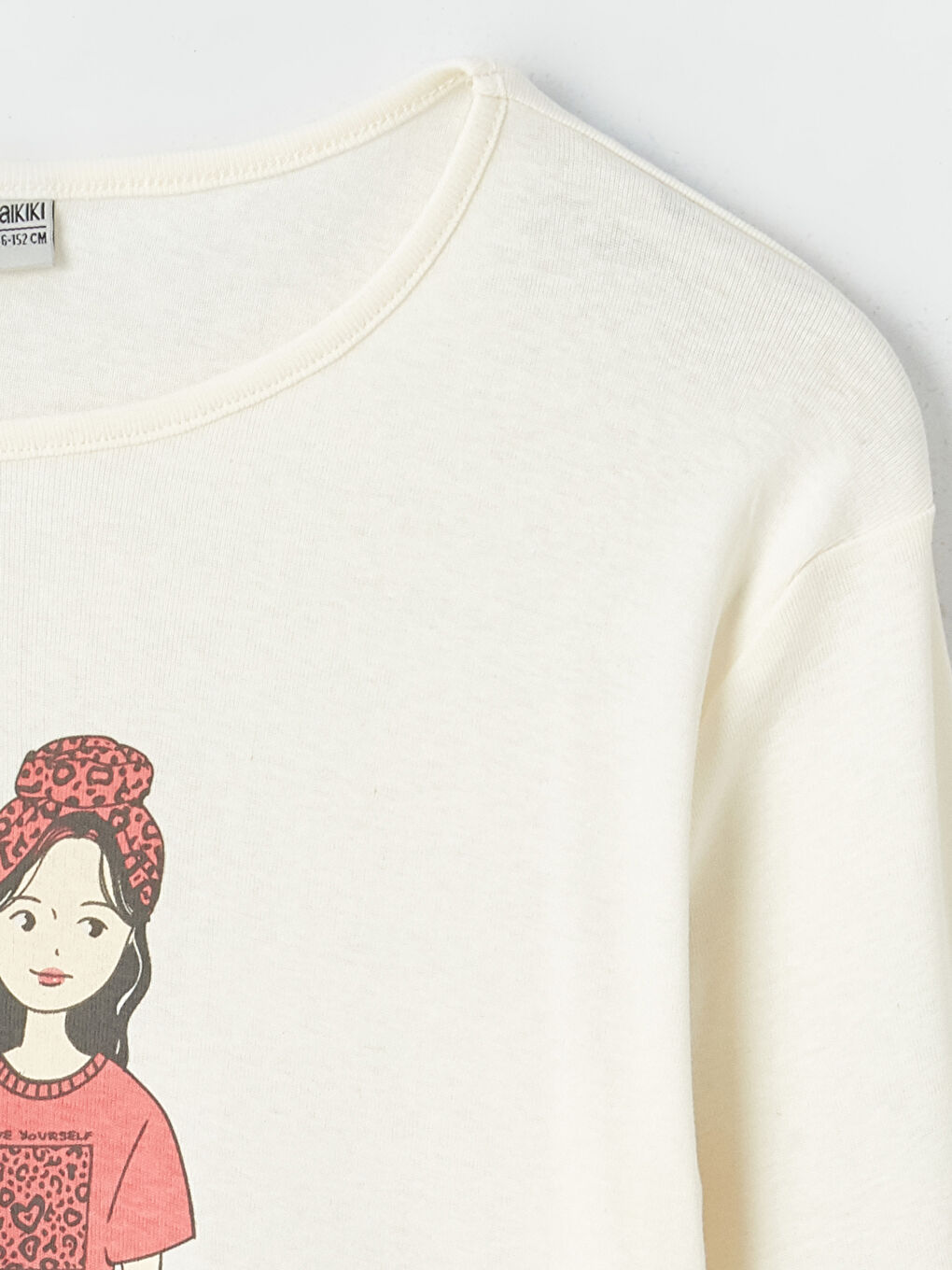 Crew Neck Printed Long Sleeve Girls' T-Shirt-1