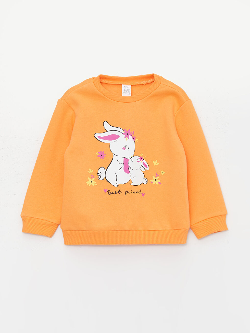 LCW baby Açık Turuncu Bisiklet Yaka Baskılı Kız Bebek Sweatshirt ve Eşofman Alt 2'li - 1