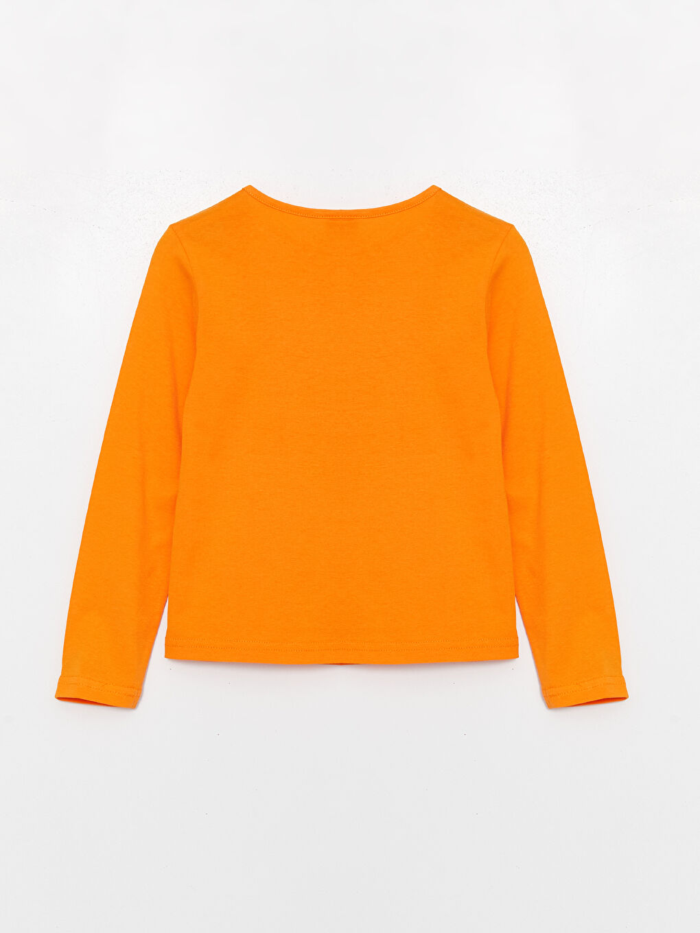 Turuncu Bisiklet Yaka Baskılı Uzun Kollu Kız Çocuk Tişört-1