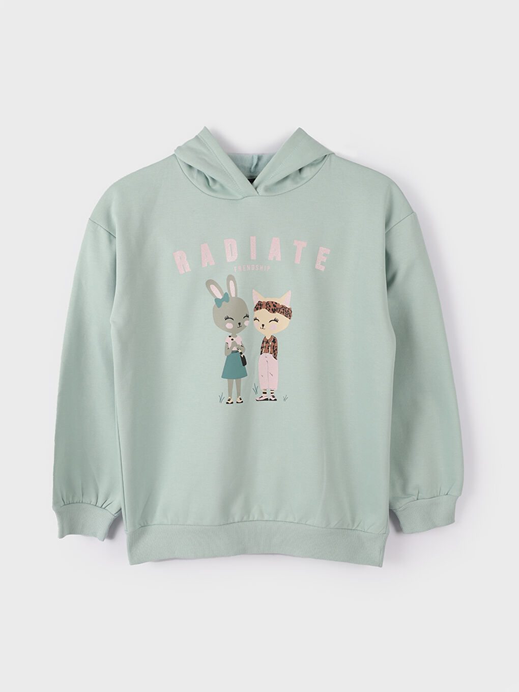 Hooded Printed Long Sleeve Girls' Sweatshirt