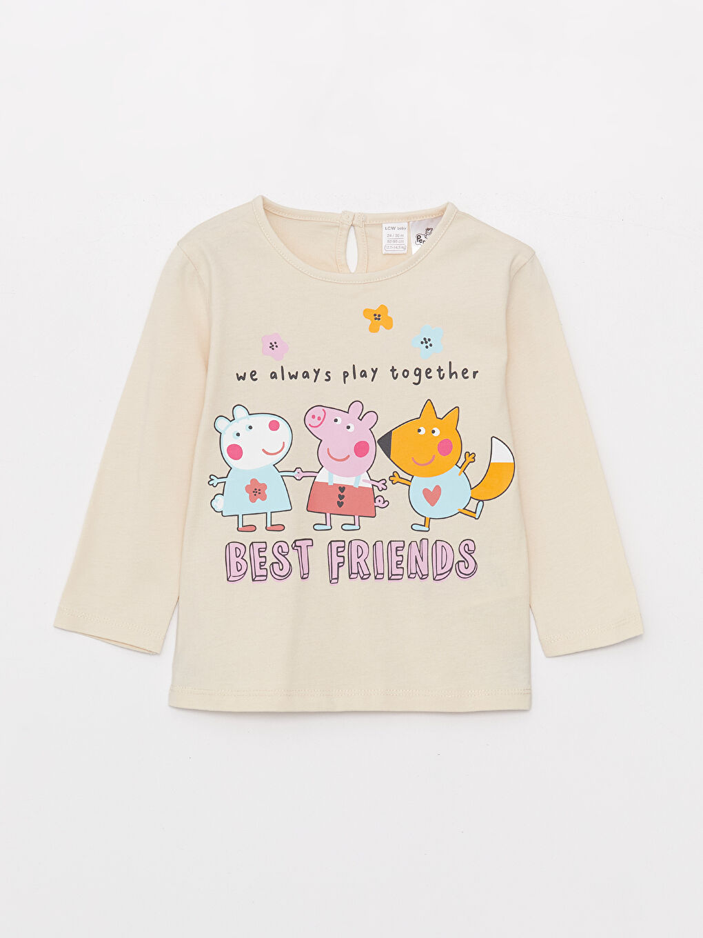 Crew Neck Peppa Pig Printed Baby Girl T-Shirt and Tights, 2-Piece-1