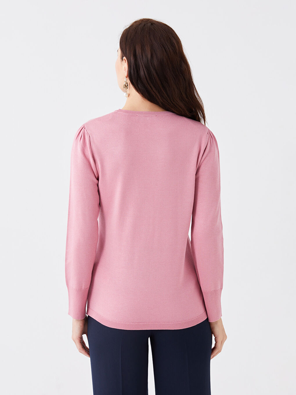 LCW Grace Crew Neck Rhinestone Embellished Women's Knit Sweater -W3FI51Z8-GDR