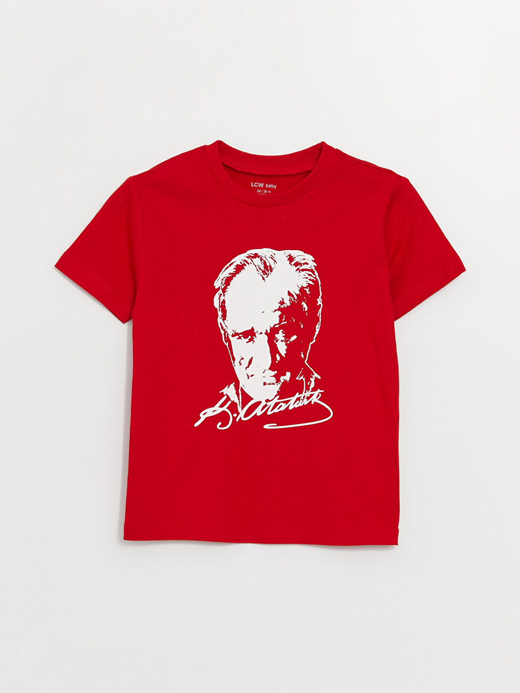 Kırmızı Bisiklet Yaka Atatürk Baskılı Erkek Bebek Tişört